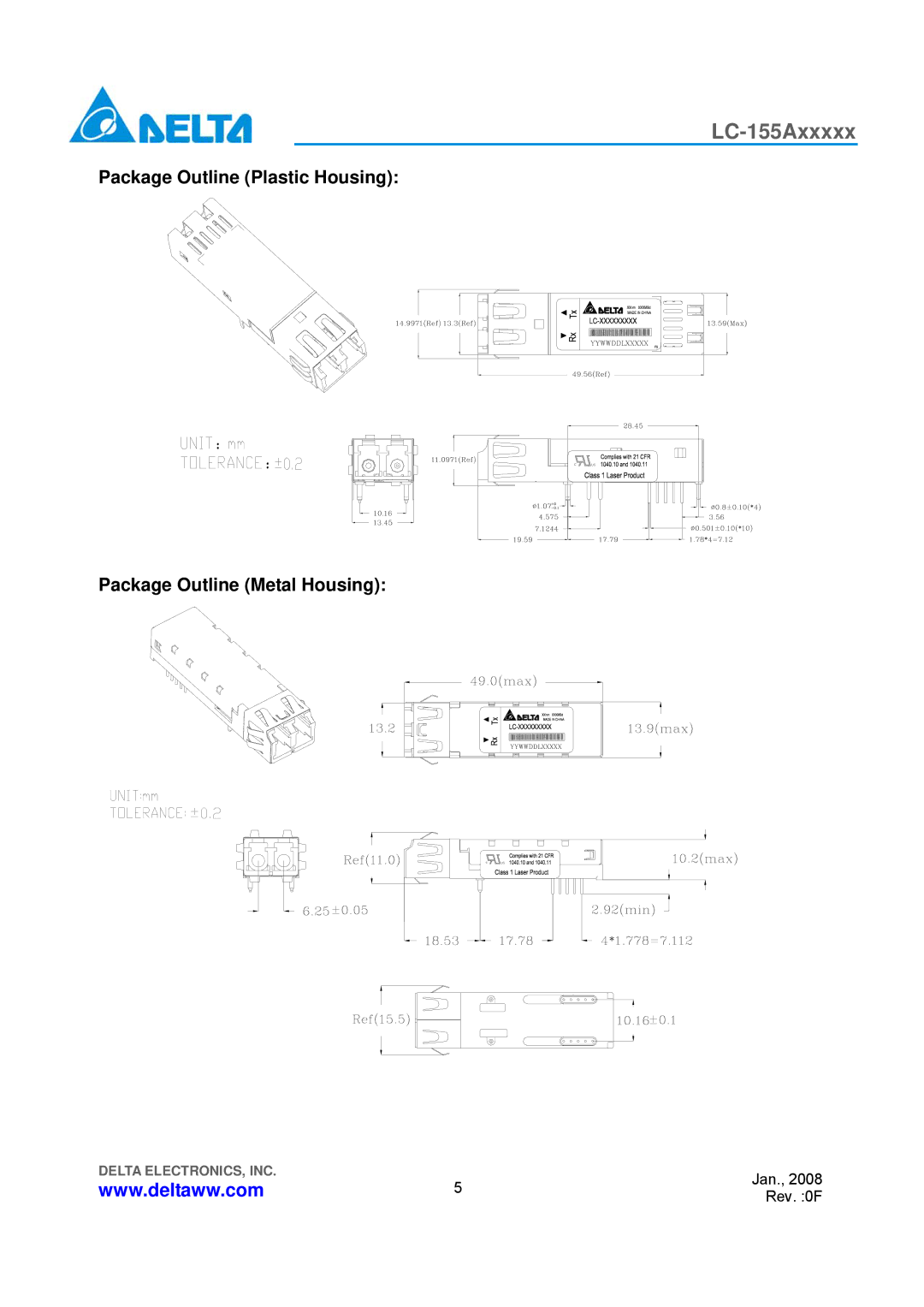 Delta Electronics LC-155Axxxxx manual 