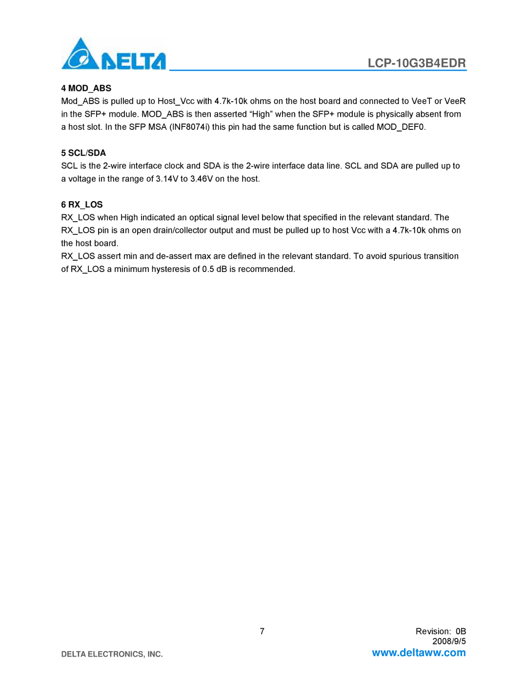 Delta Electronics LCP-10G3B4EDR manual Modabs 