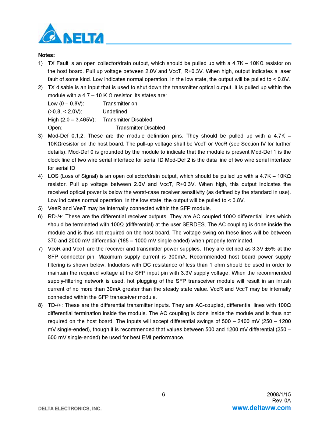 Delta Electronics LCP-1250 CWDM manual Delta ELECTRONICS, INC 