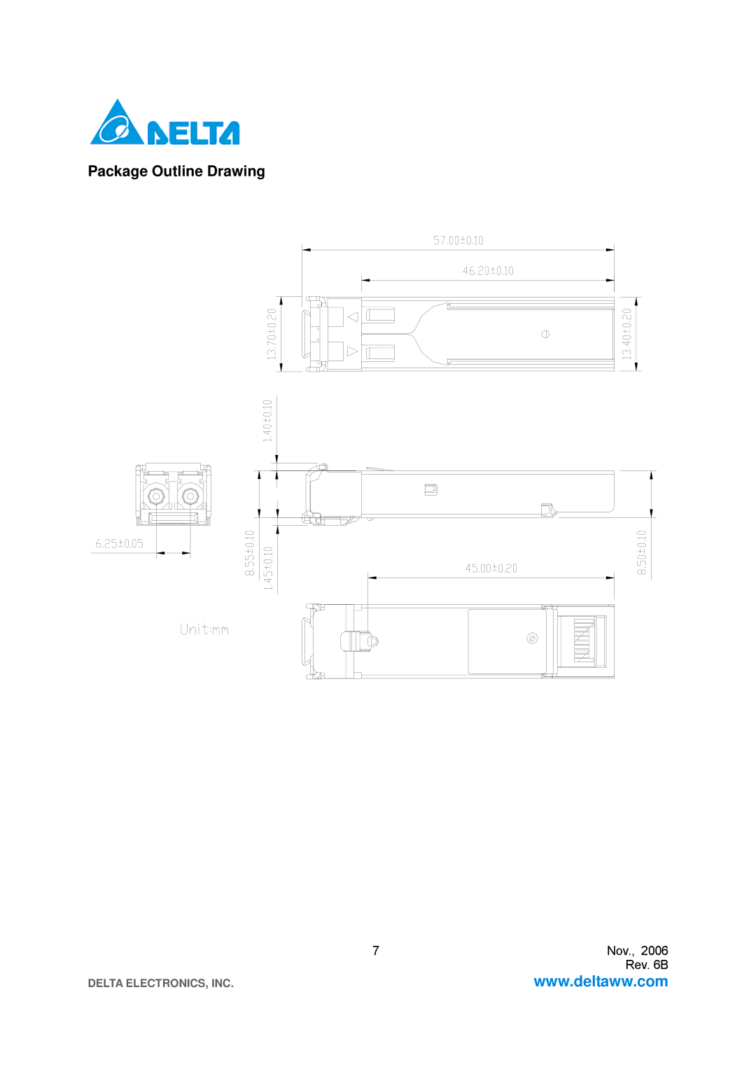 Delta Electronics LCP-1250 specifications Package Outline Drawing 