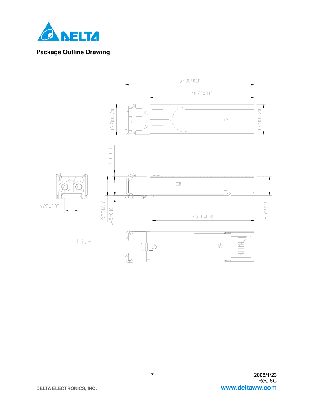 Delta Electronics LCP-1250B4QDRx specifications Package Outline Drawing 