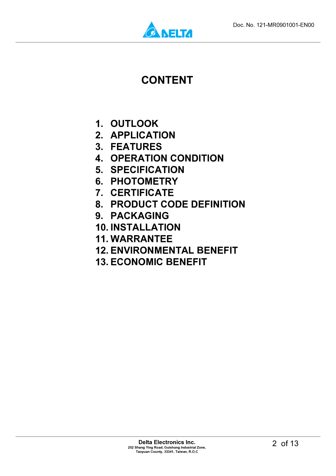 Delta Electronics M6DT-03LB manual Content 