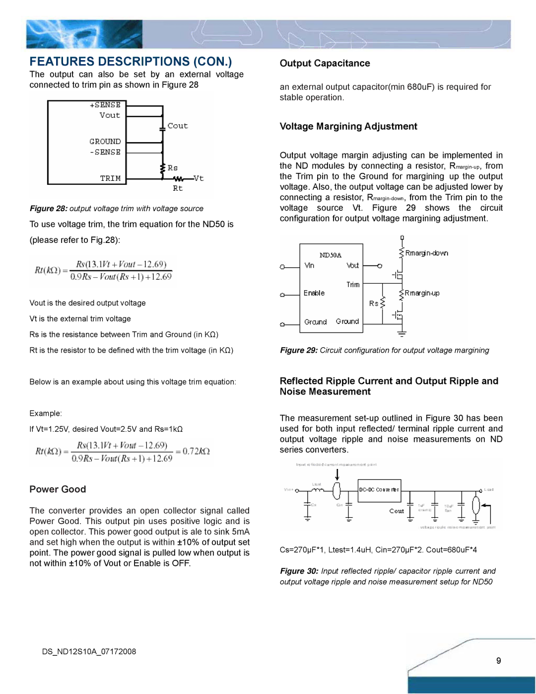 Delta Electronics ND Series manual Output Capacitance, Voltage Margining Adjustment 