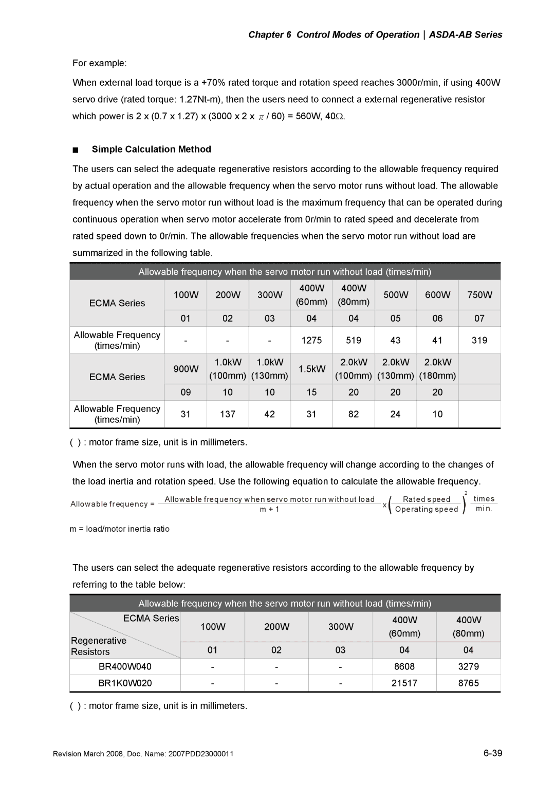 Delta Electronics none manual „ Simple Calculation Method 