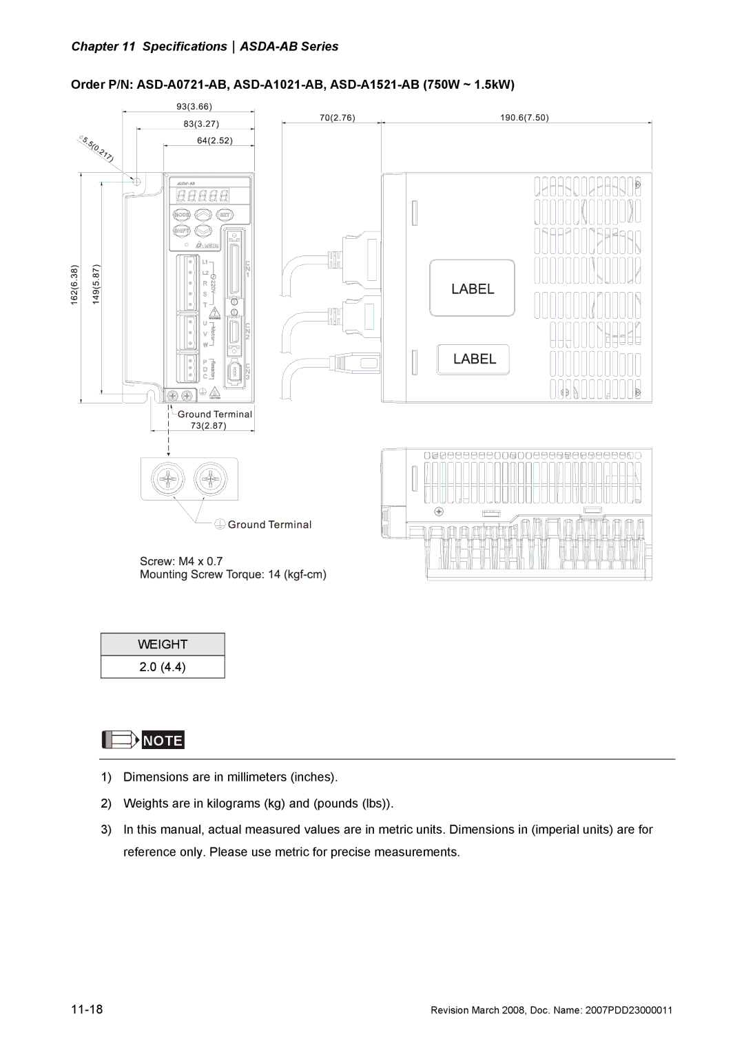 Delta Electronics none manual SpecificationsASDA-AB Series 