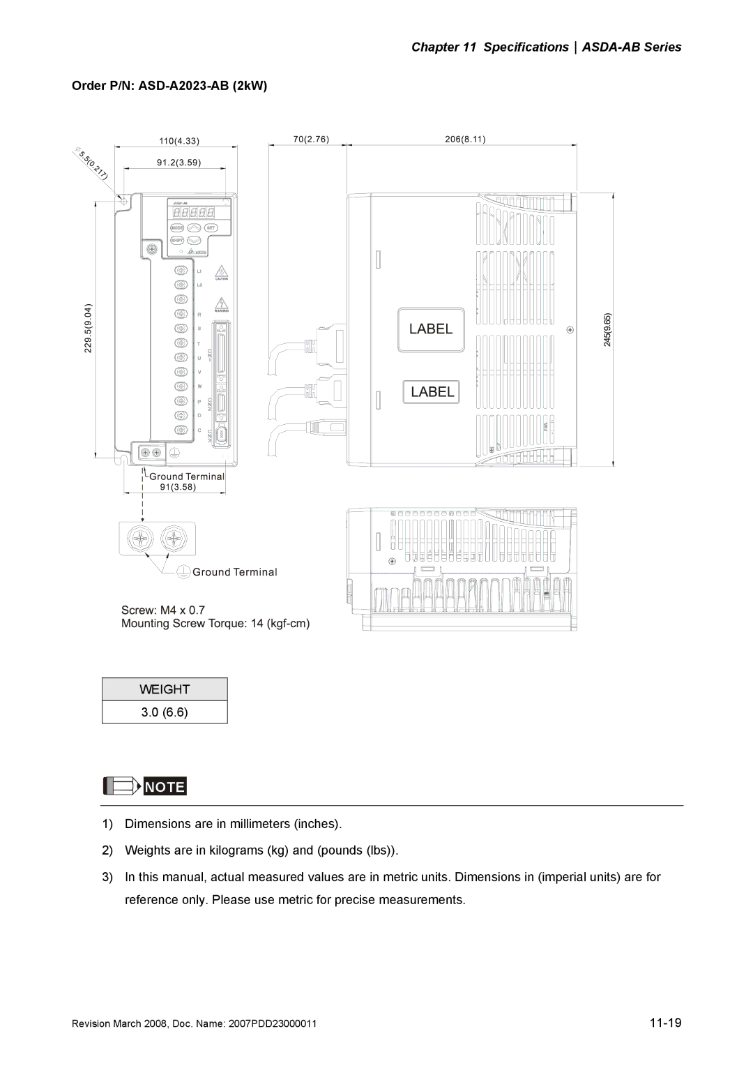 Delta Electronics none manual Order P/N ASD-A2023-AB 2kW 