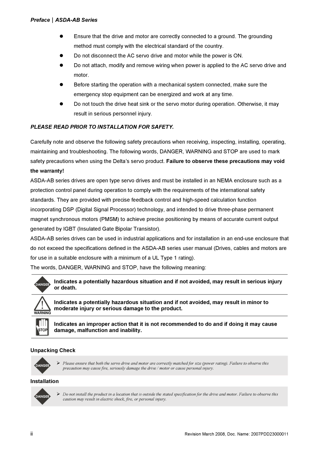 Delta Electronics none manual Please Read Prior to Installation for Safety, Warranty 