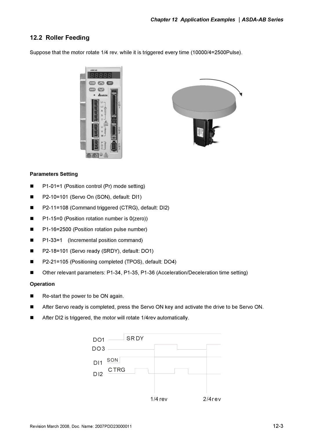 Delta Electronics none manual Roller Feeding, DO1 SR DY DI1 SON TRG 