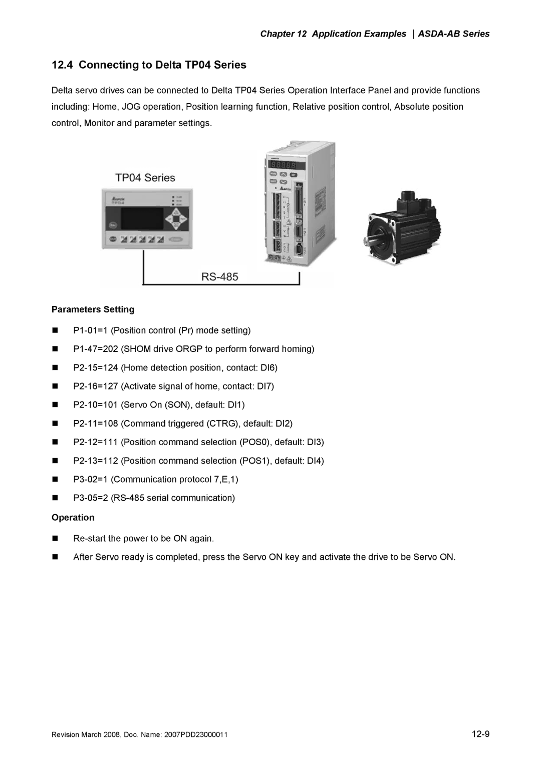 Delta Electronics none manual Connecting to Delta TP04 Series, Parameters Setting 