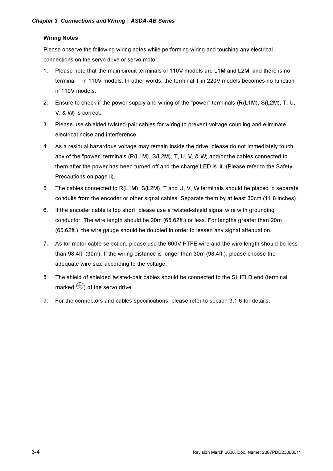 Delta Electronics none manual Wiring Notes 