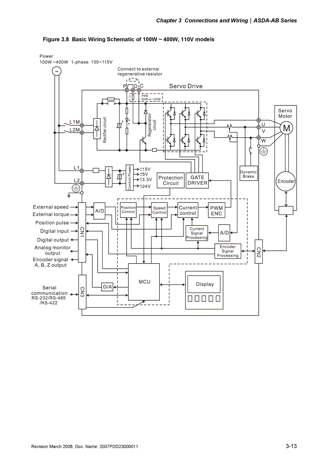 Delta Electronics none manual Basic Wiring Schematic of 100W ~ 400W, 110V models 