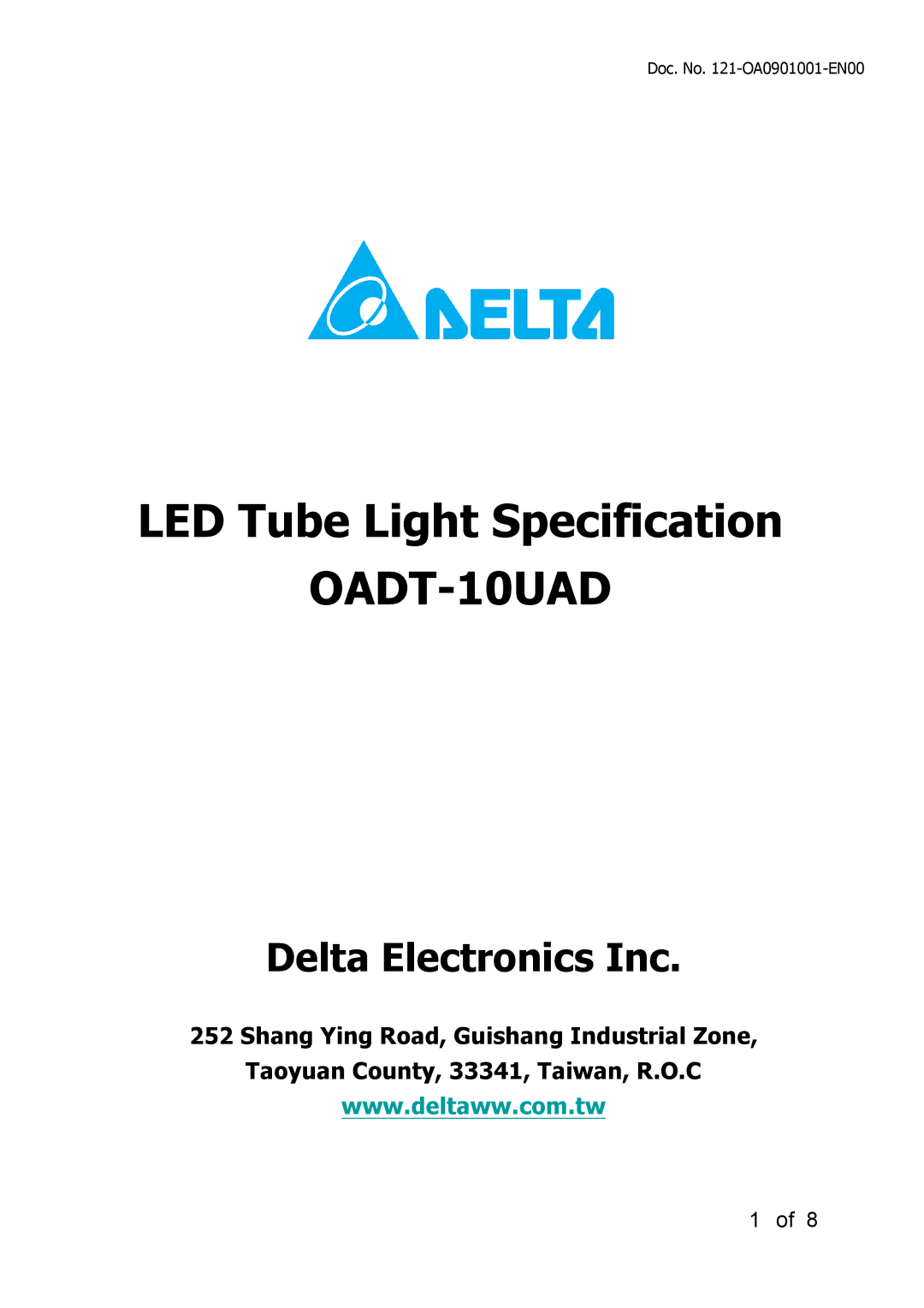 Delta Electronics OADT-10UAD manual 