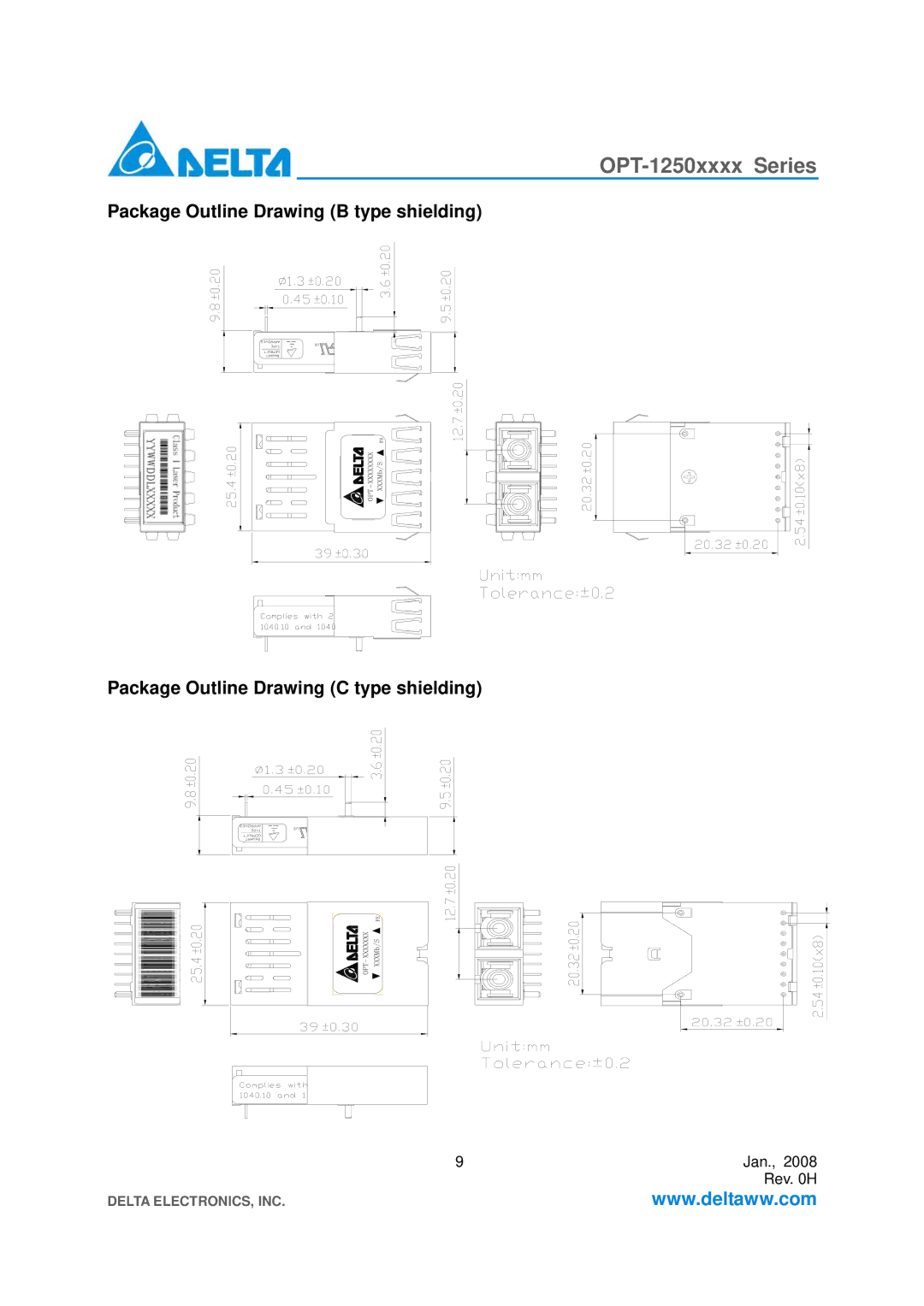 Delta Electronics OPT-1250xxxx Series specifications 