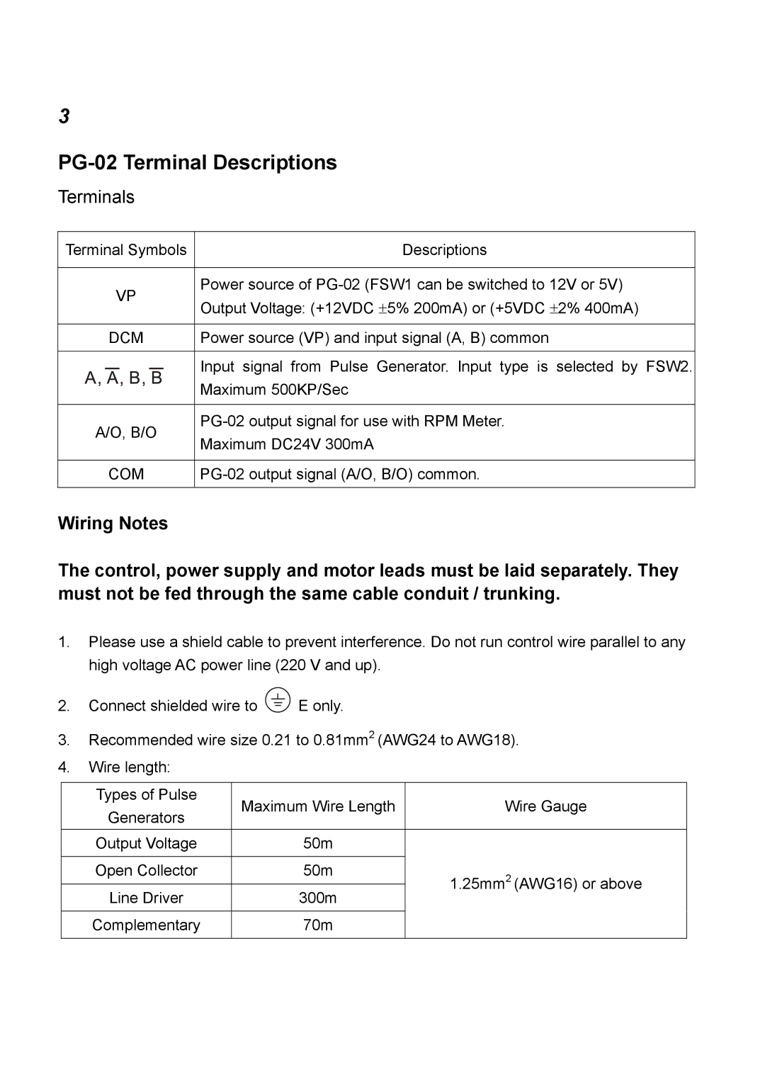 Delta Electronics manual PG-02 Terminal Descriptions, Terminals 