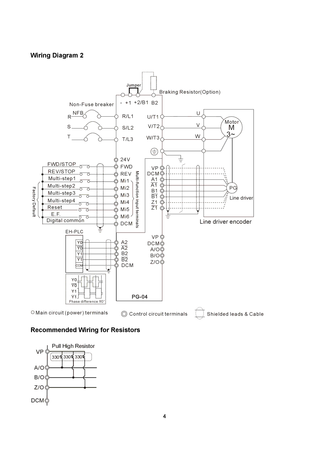 Delta Electronics PG-04 instruction sheet Recommended Wiring for Resistors 