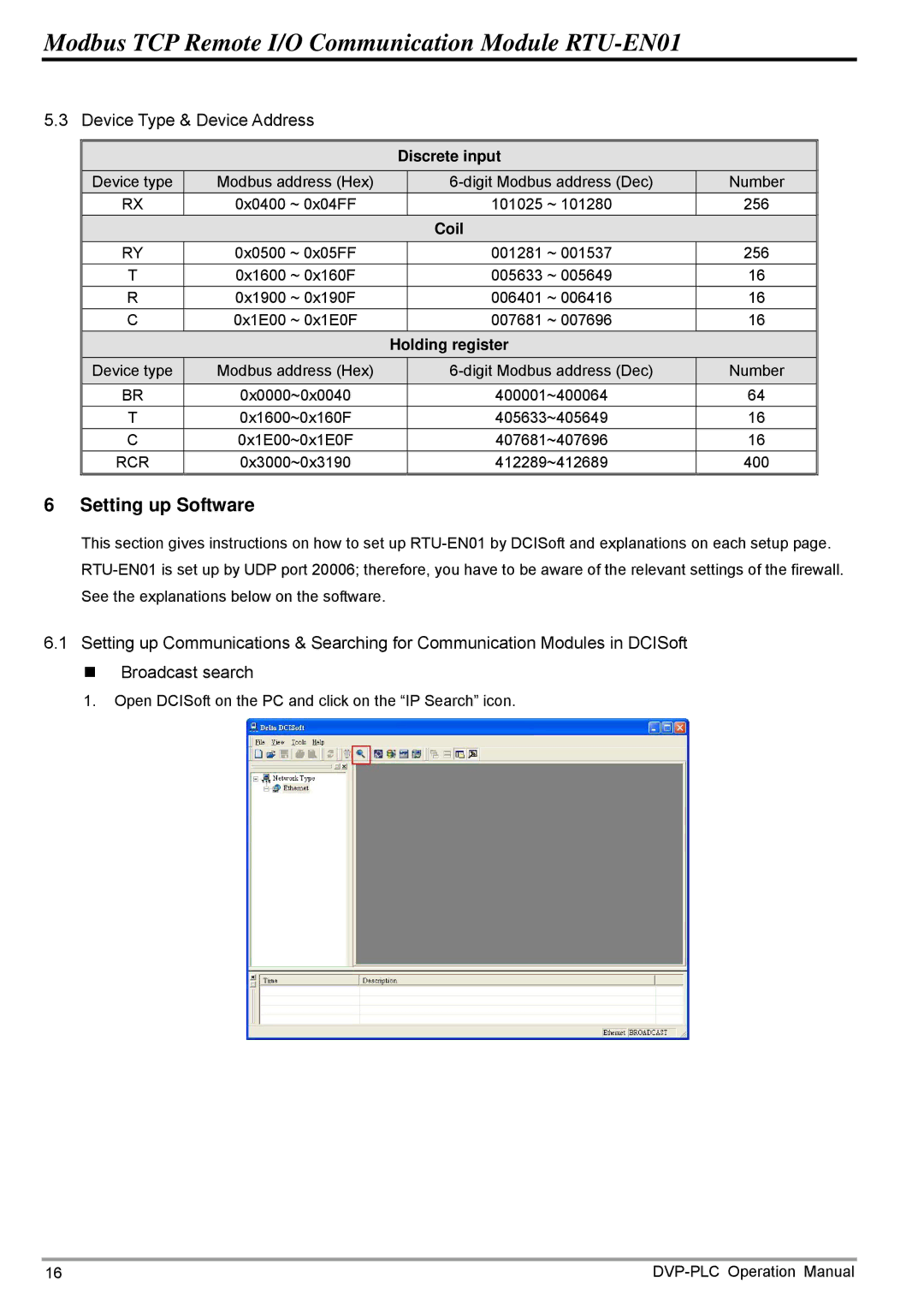 Delta Electronics RTU-EN01 operation manual Discrete input, Coil, Holding register 