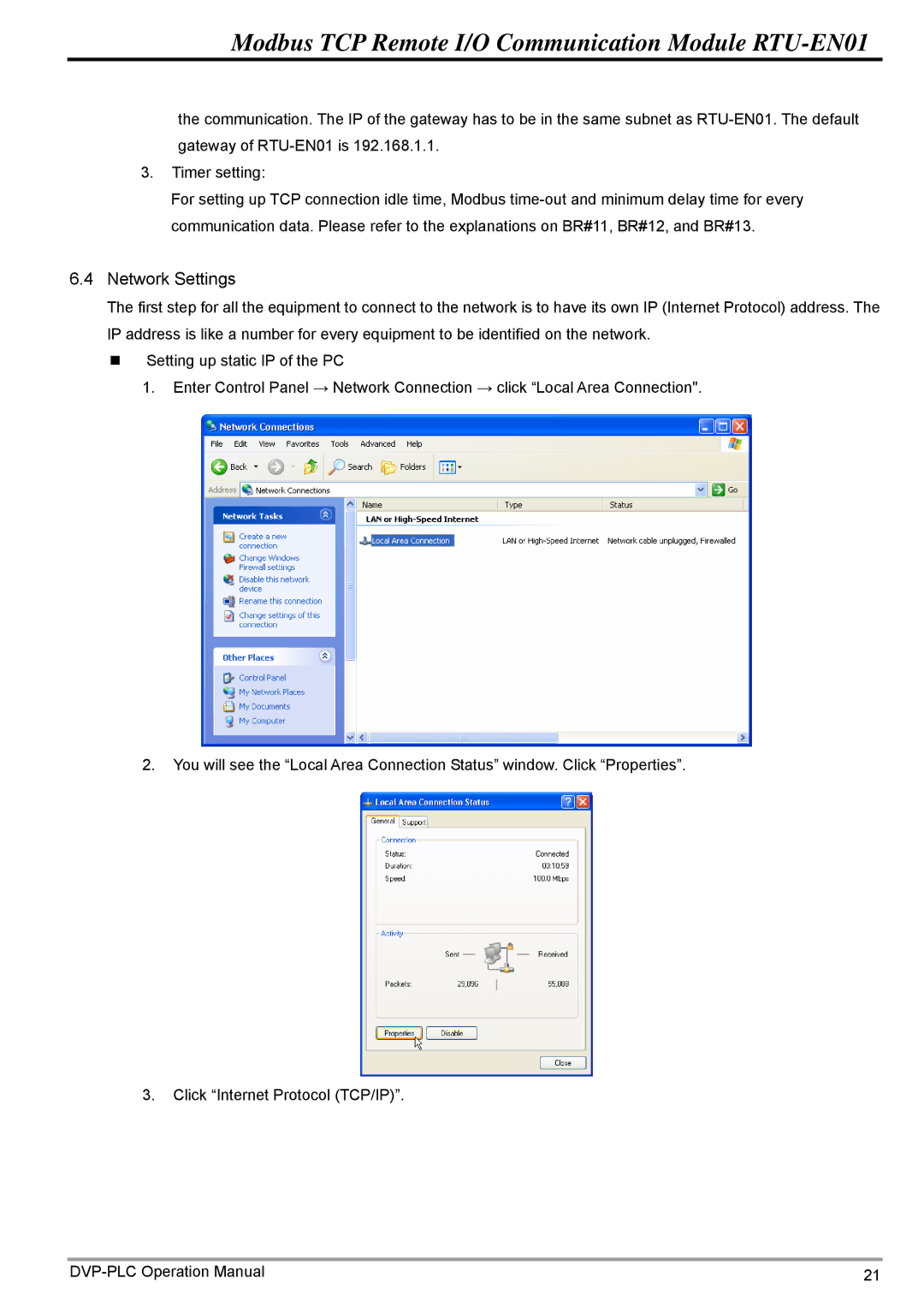 Delta Electronics RTU-EN01 operation manual Network Settings 