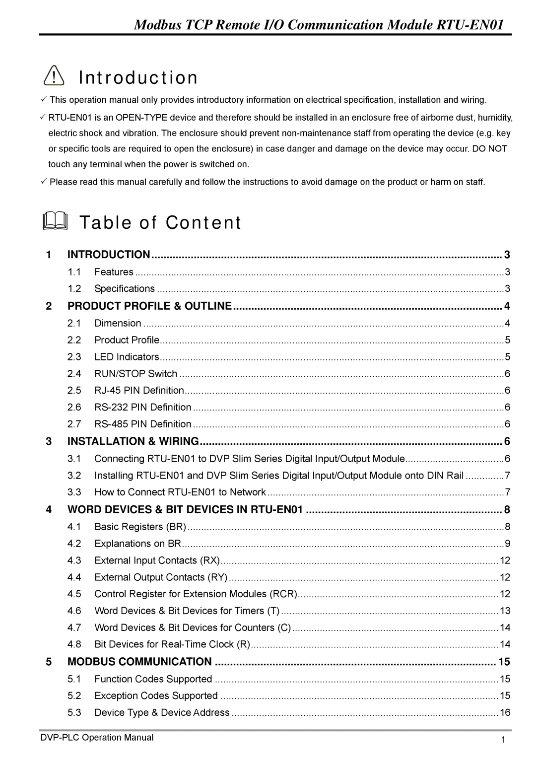 Delta Electronics RTU-EN01 operation manual Features, Dimension Product Profile LED Indicators 