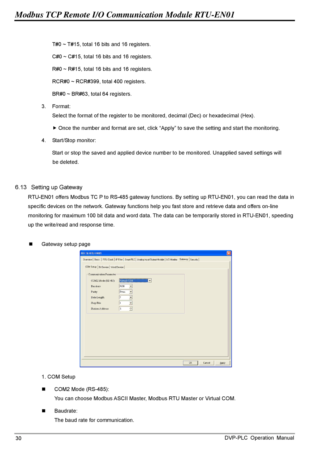 Delta Electronics RTU-EN01 operation manual Setting up Gateway 