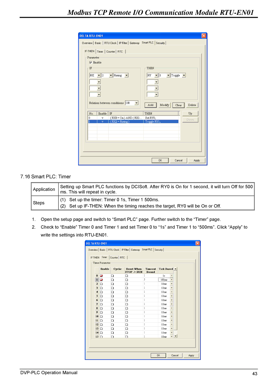 Delta Electronics RTU-EN01 operation manual Smart PLC Timer 