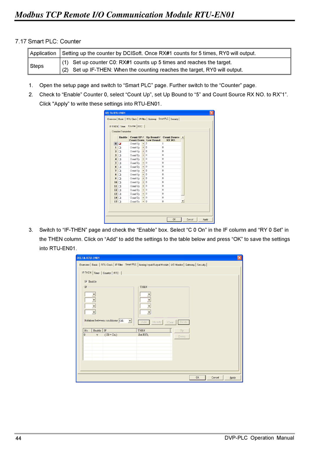 Delta Electronics RTU-EN01 operation manual Smart PLC Counter 