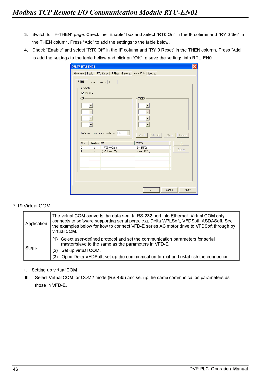 Delta Electronics RTU-EN01 operation manual Virtual COM 