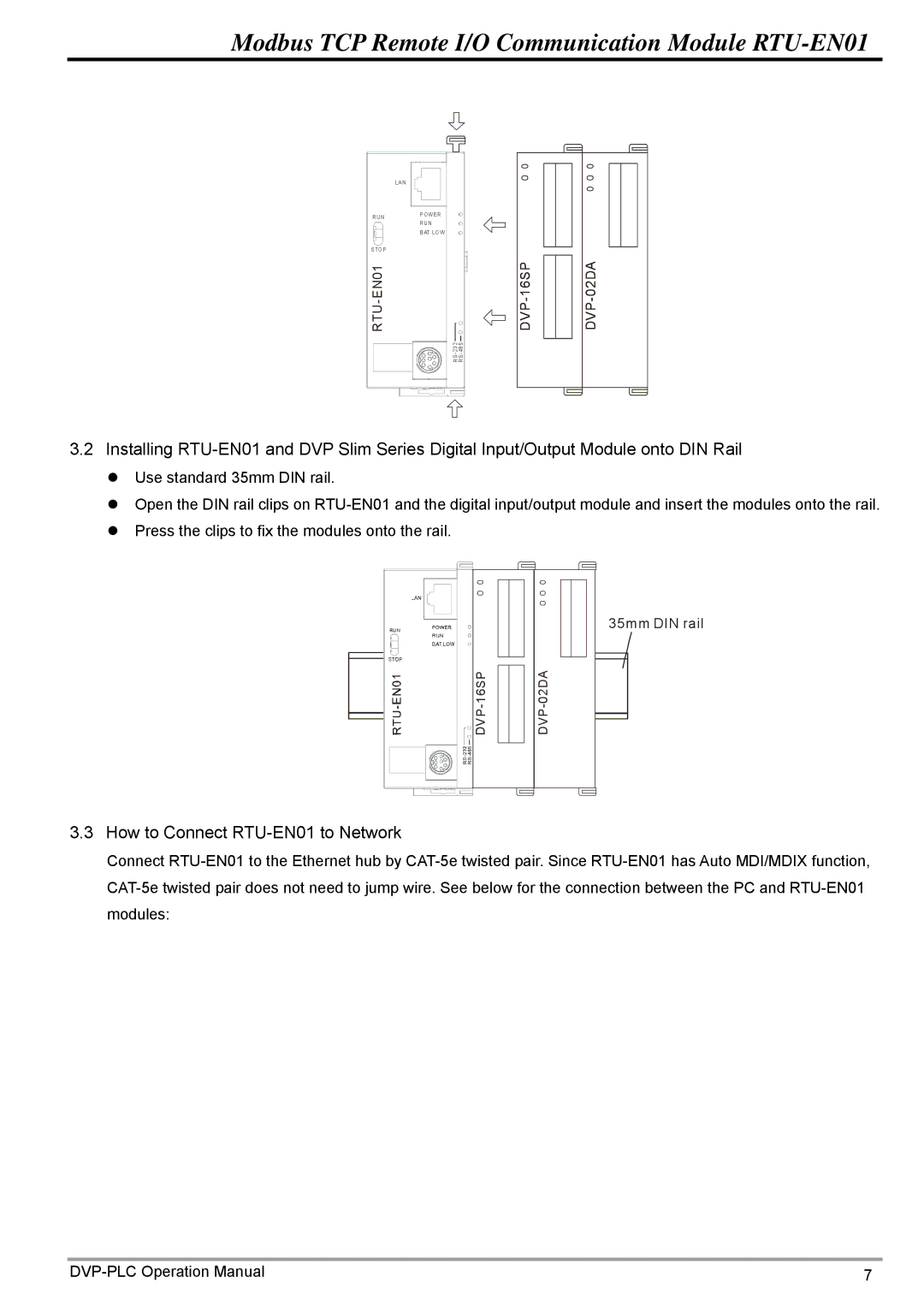 Delta Electronics operation manual How to Connect RTU-EN01 to Network 