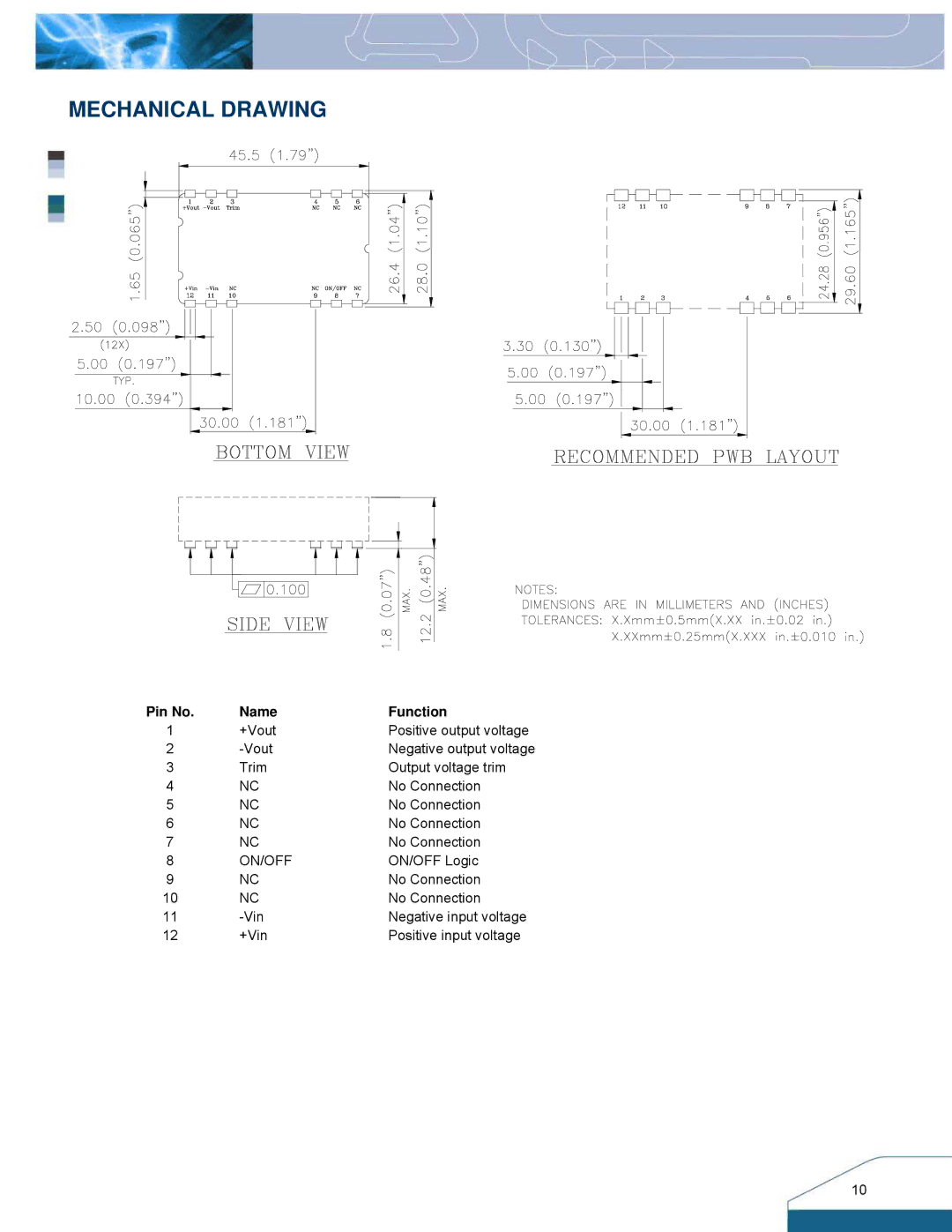 Delta Electronics S36SS manual Mechanical Drawing, Pin No Name Function 