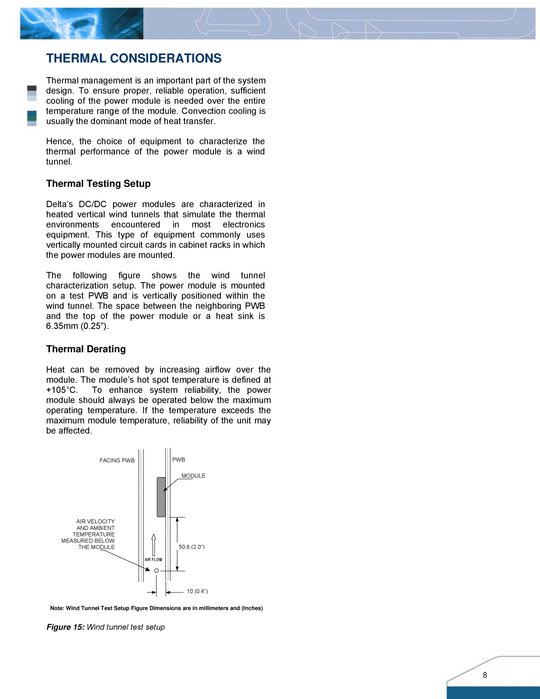 Delta Electronics S36SS manual Thermal Considerations, Thermal Testing Setup, Thermal Derating 