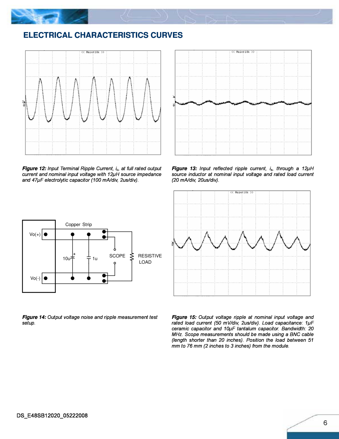 Delta Electronics Series 240W manual Electrical Characteristics Curves, Output voltage noise and ripple measurement test 