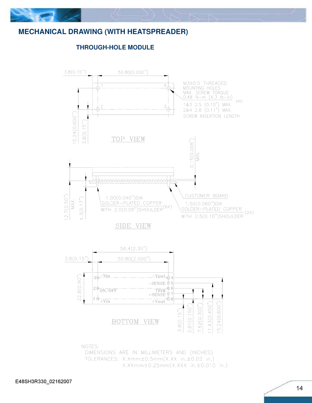 Delta Electronics Series E48SH manual Mechanical Drawing with Heatspreader 