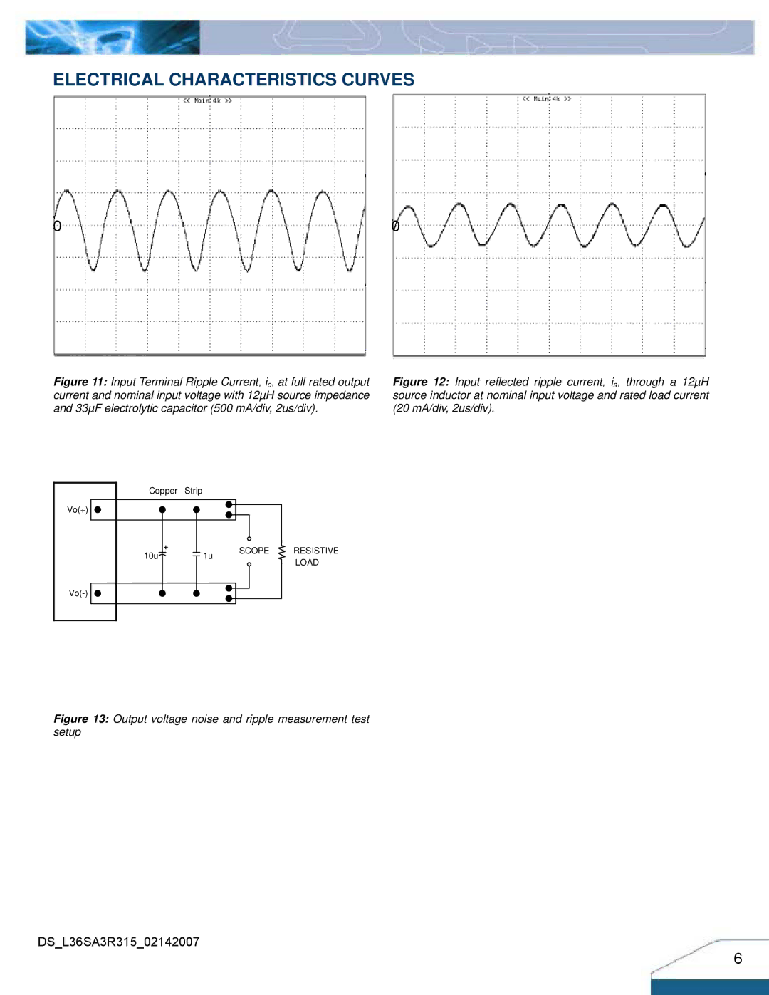 Delta Electronics Series L36SA manual Output voltage noise and ripple measurement test setup 