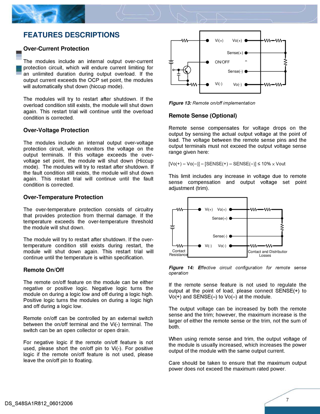 Delta Electronics 33W Family, Series S48SA manual Features Descriptions 