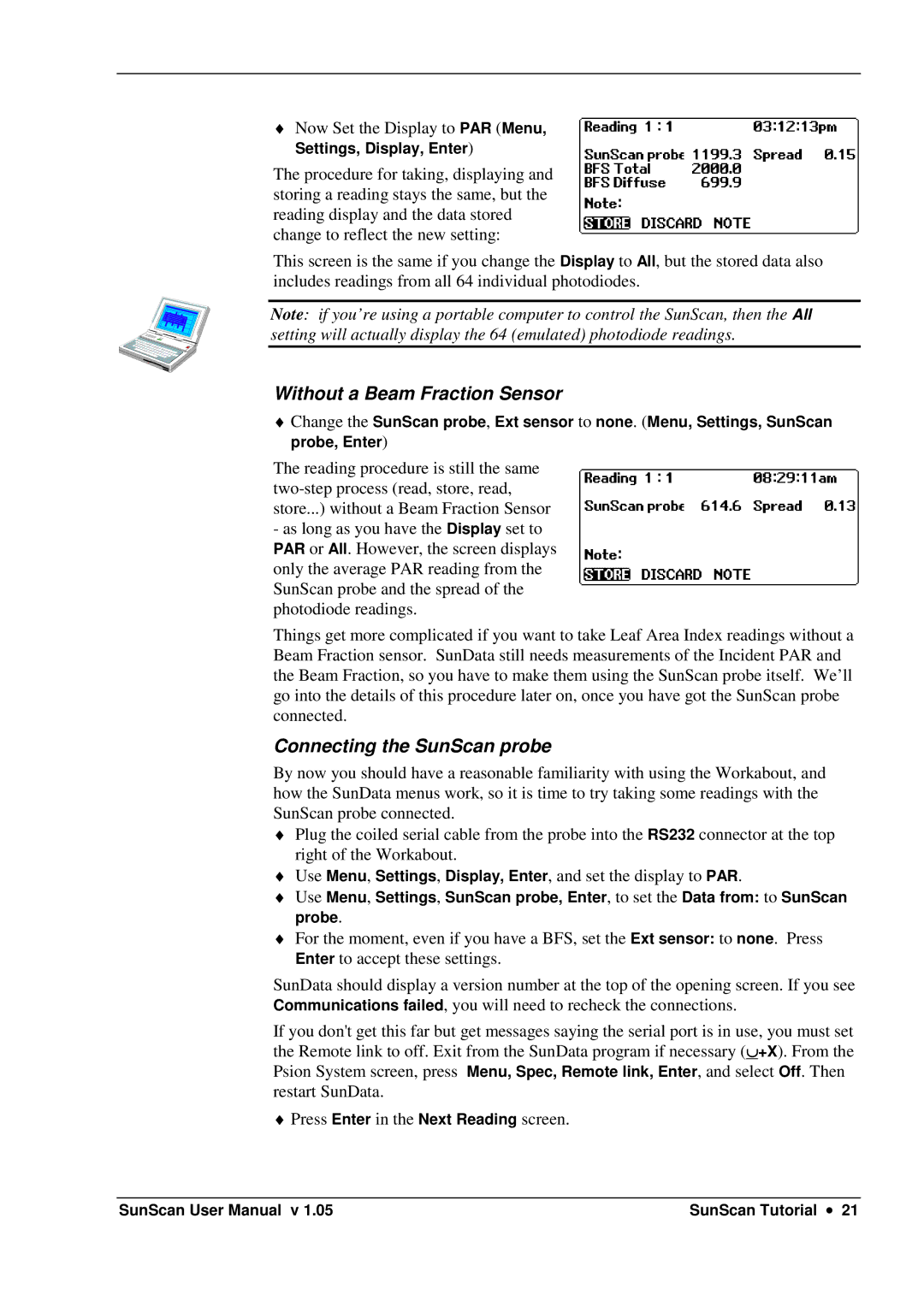 Delta Electronics SS1-UM-1.05 user manual Without a Beam Fraction Sensor, Connecting the SunScan probe 