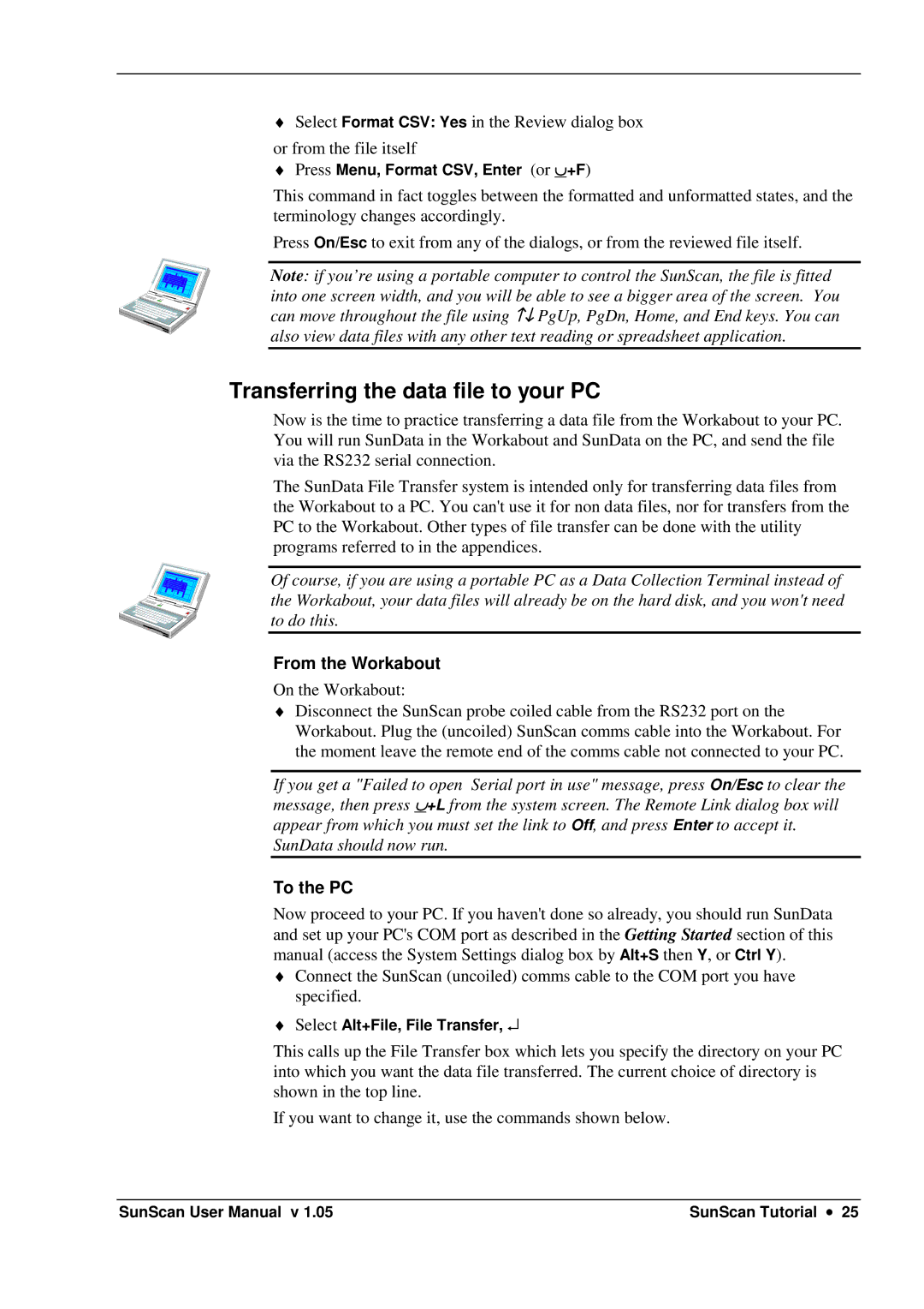 Delta Electronics SS1-UM-1.05 user manual Transferring the data file to your PC, From the Workabout, To the PC 