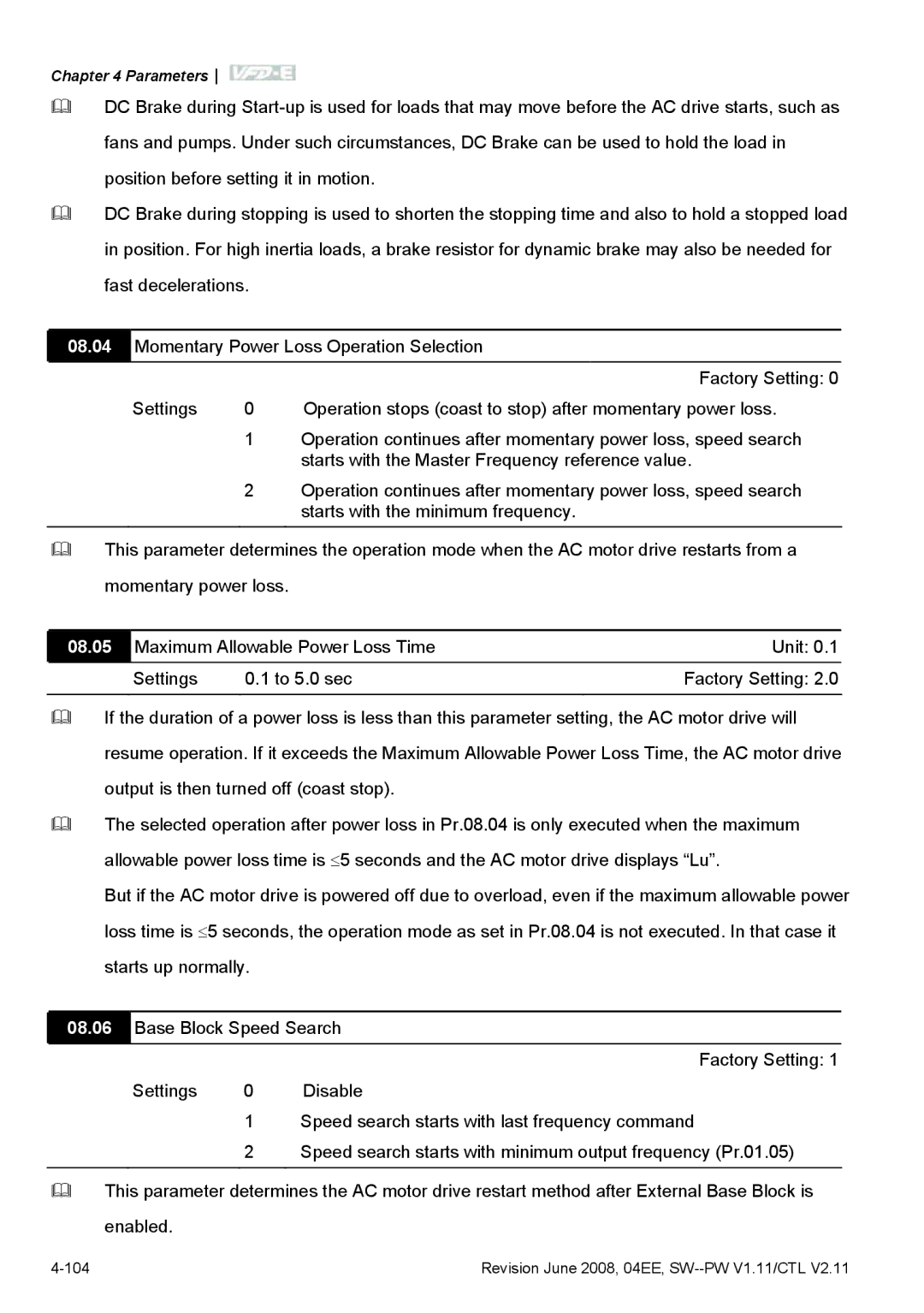 Delta Electronics VFD-E manual 08.05 