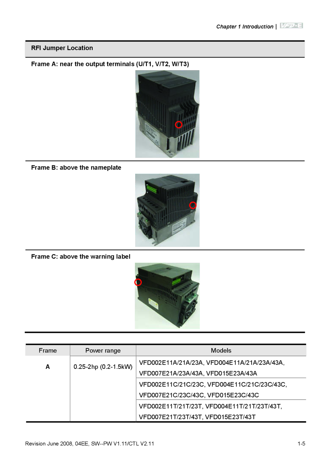 Delta Electronics VFD-E manual Introduction 