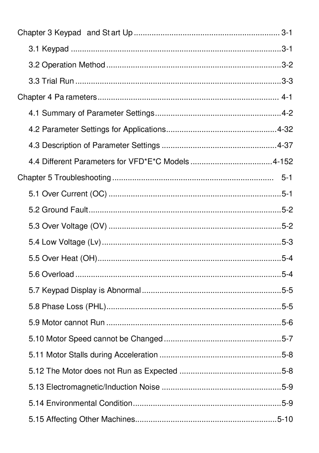 Delta Electronics VFD-E manual Keypad and Start Up, Parameters, Troubleshooting 