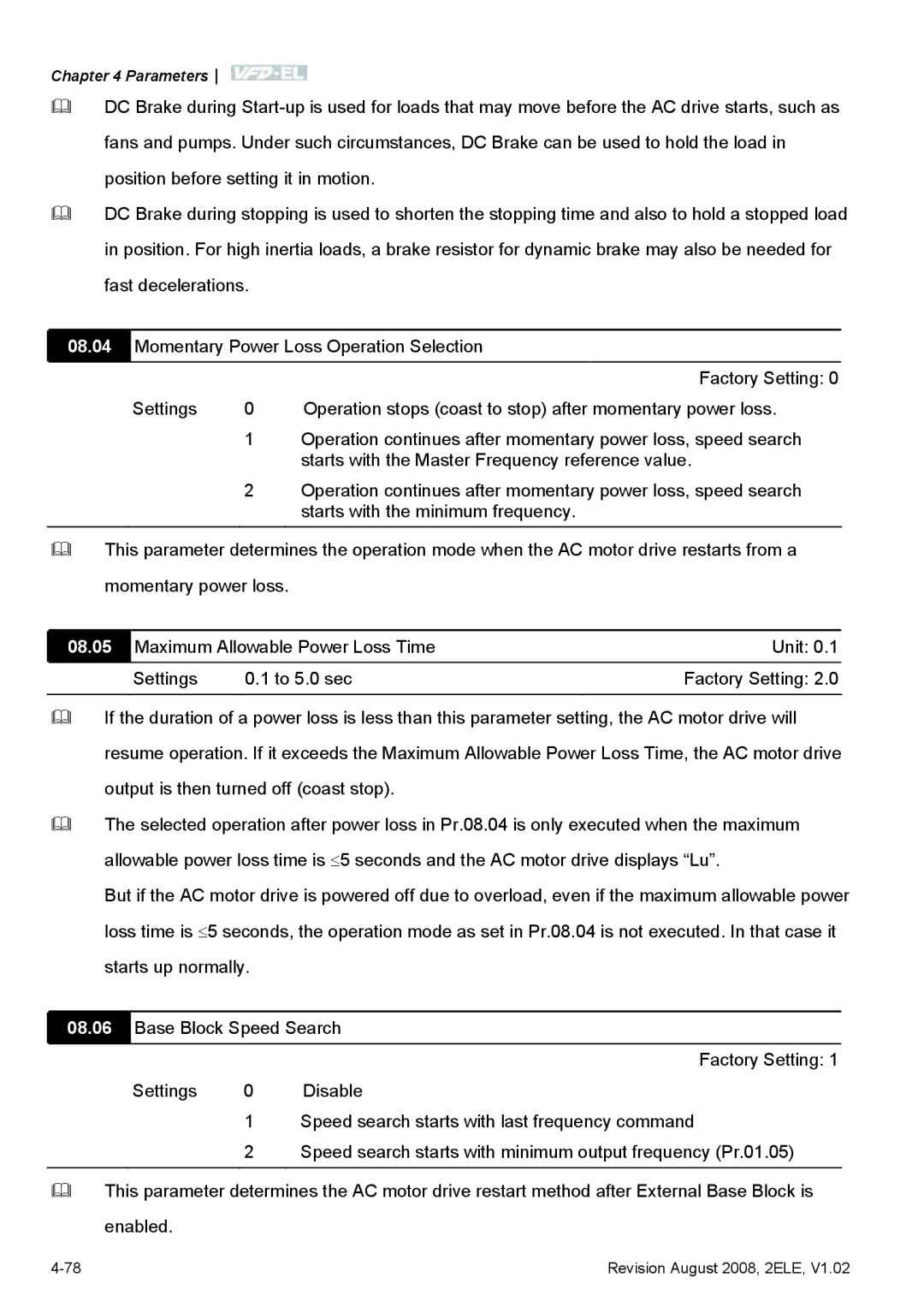 Delta Electronics VFD-EL manual 08.05 