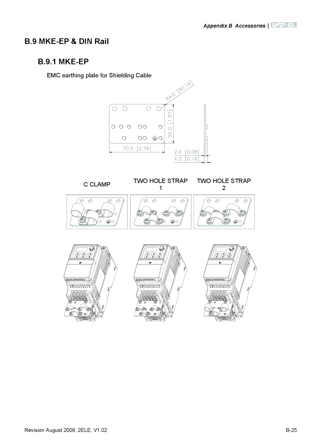 Delta Electronics VFD-EL manual MKE-EP & DIN Rail 