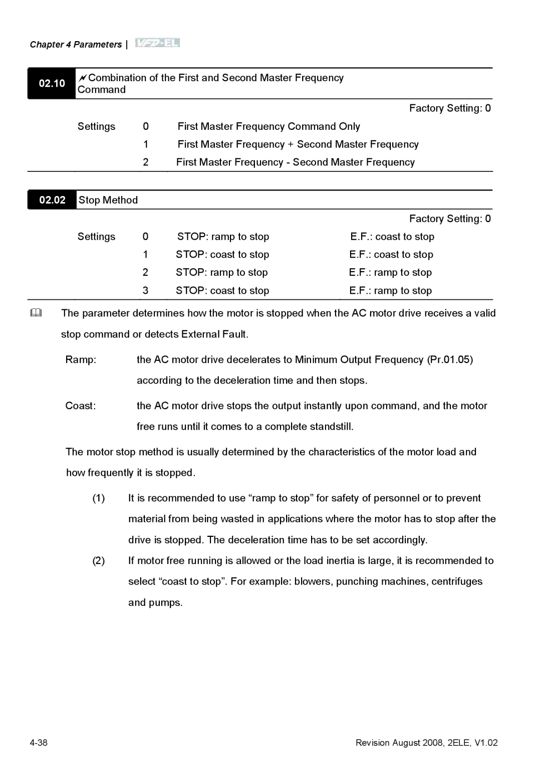 Delta Electronics VFD-EL manual Combination of the First and Second Master Frequency Command 