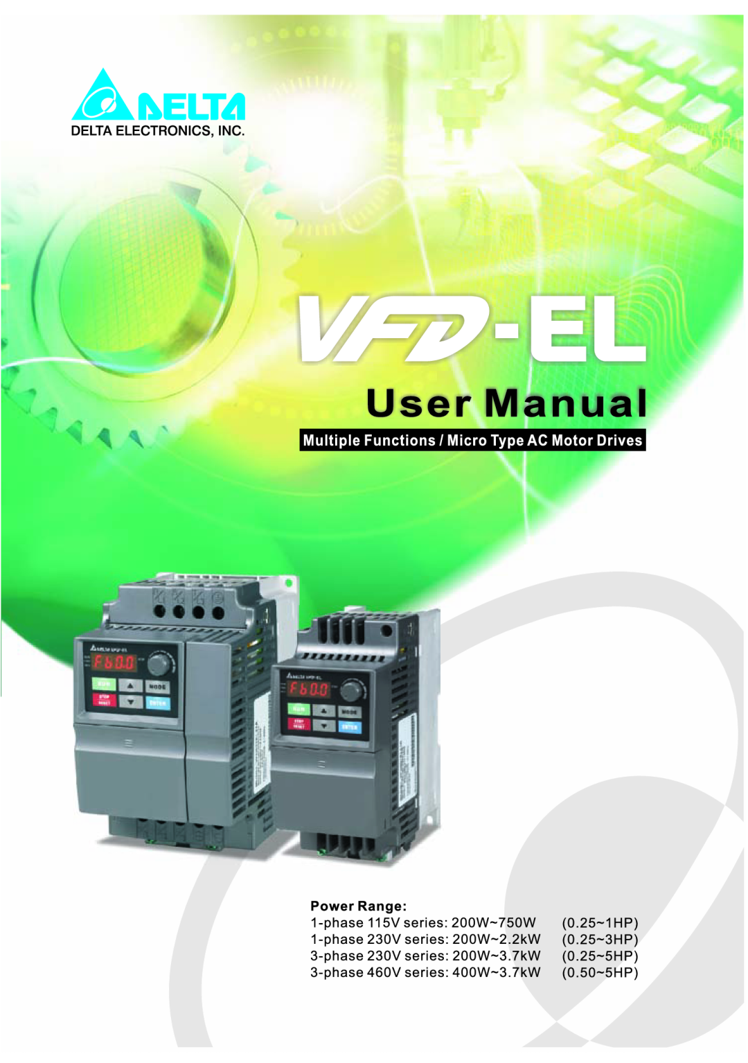 Delta Electronics VFD-EL manual 