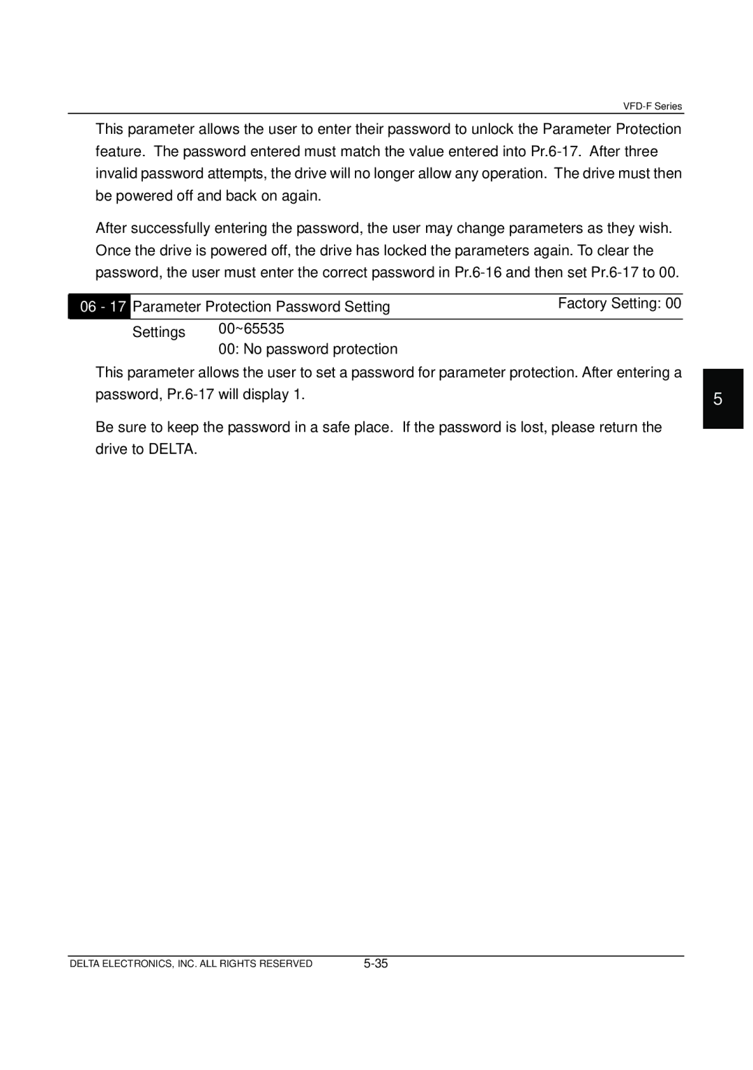 Delta Electronics VFD-F Series manual 