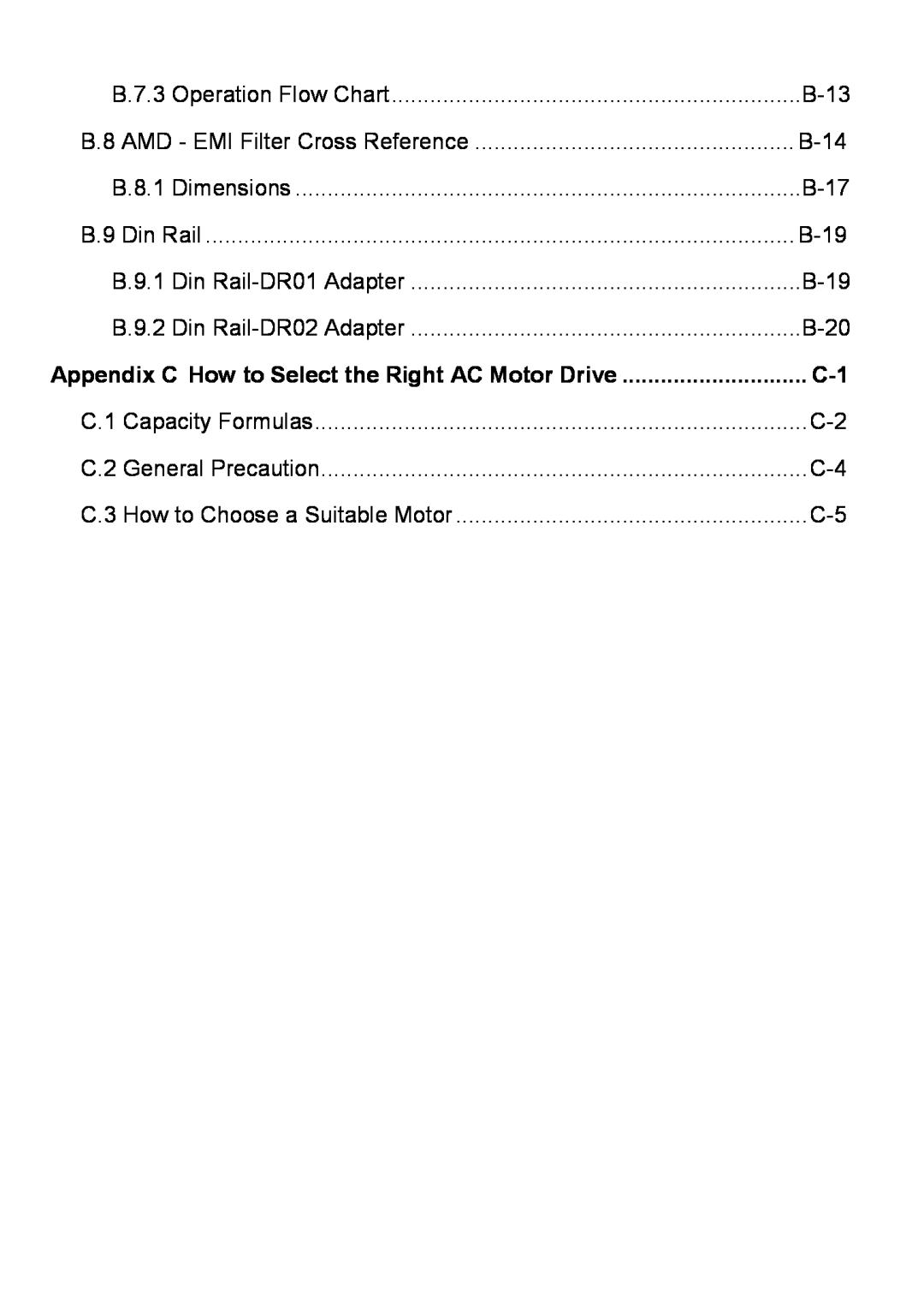 Delta Electronics VFD-M manual Appendix C How to Select the Right AC Motor Drive, B-17 