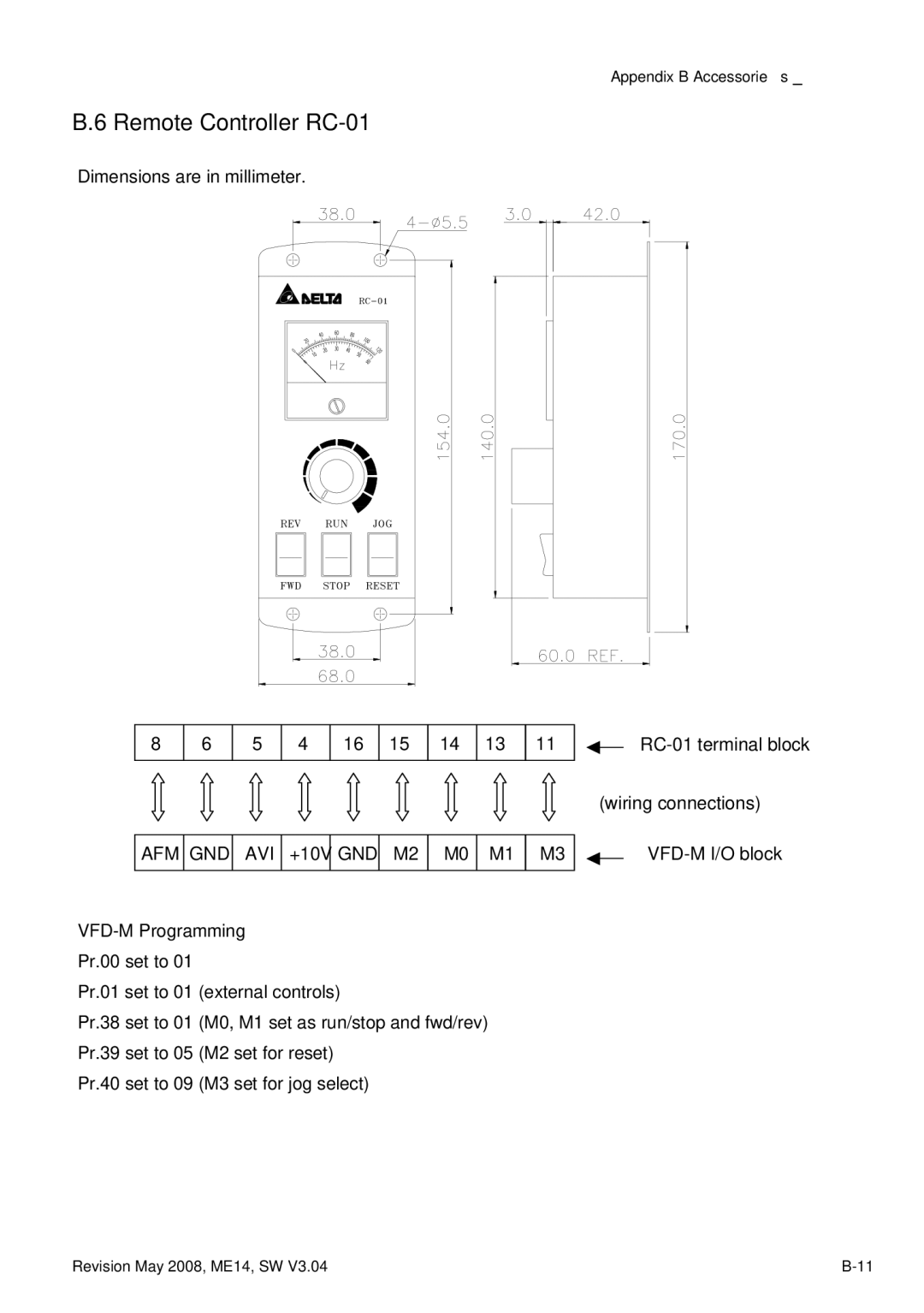 Delta Electronics manual Remote Controller RC-01, VFD-M Programming 