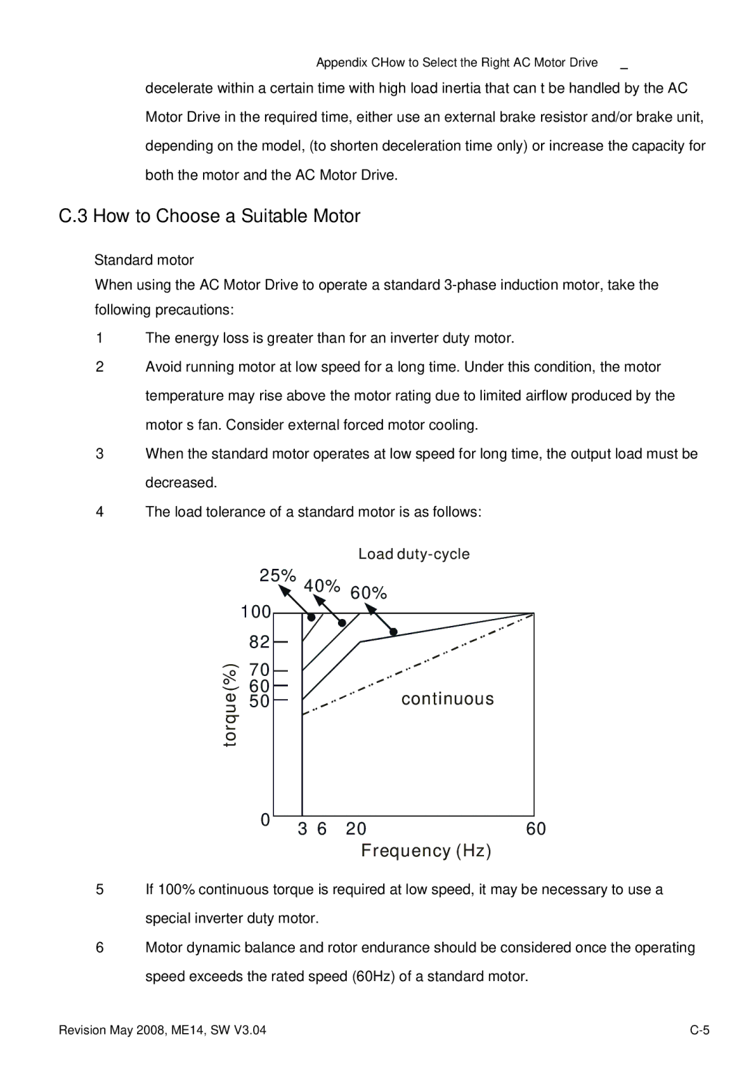 Delta Electronics VFD-M manual How to Choose a Suitable Motor, Standard motor 