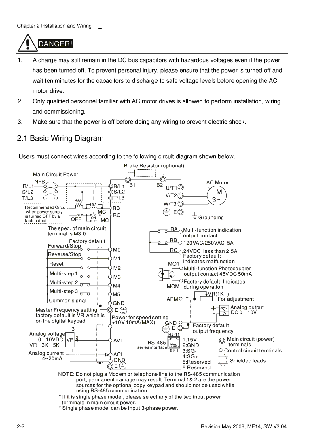 Delta Electronics VFD-M manual Basic Wiring Diagram, L1 NFB 