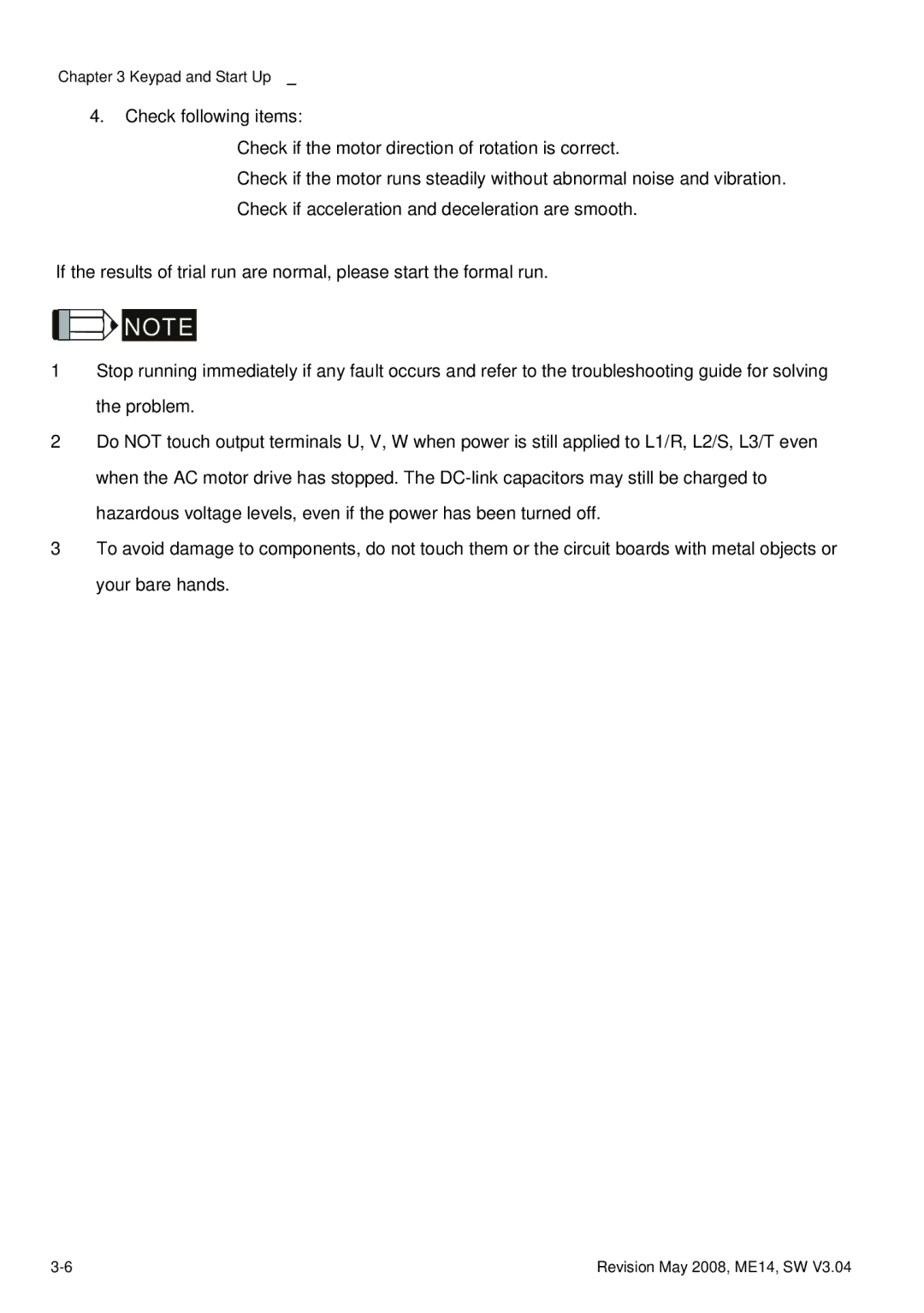 Delta Electronics VFD-M manual Check following items 