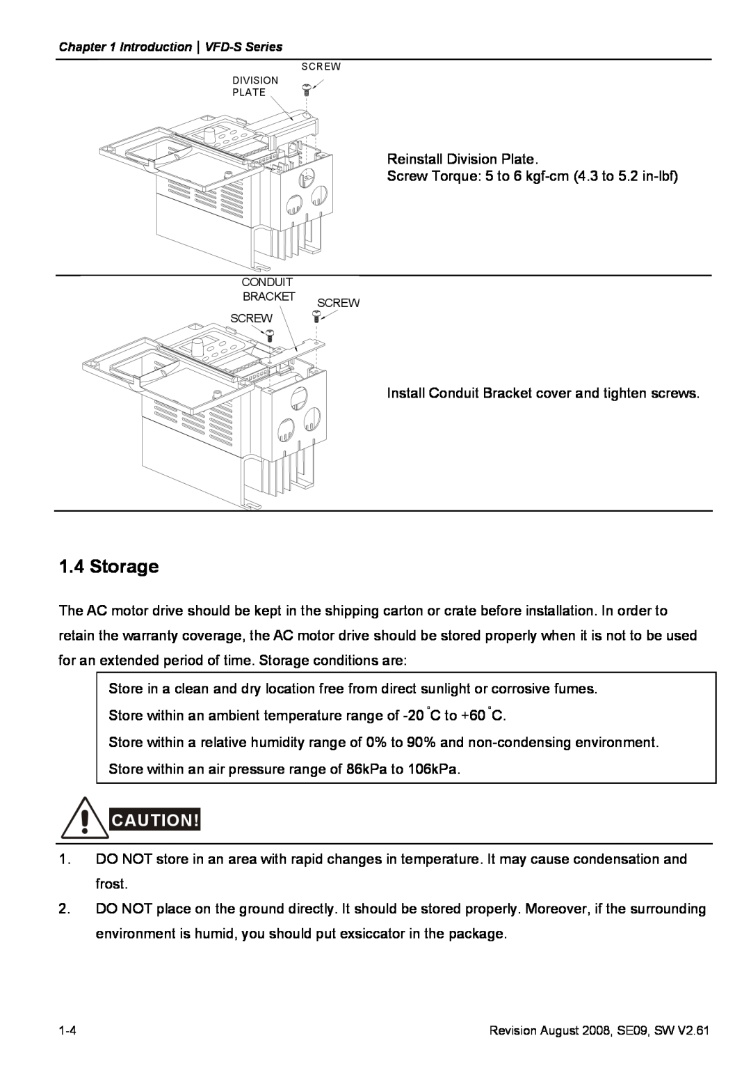 Delta Electronics VFD-S manual Storage 