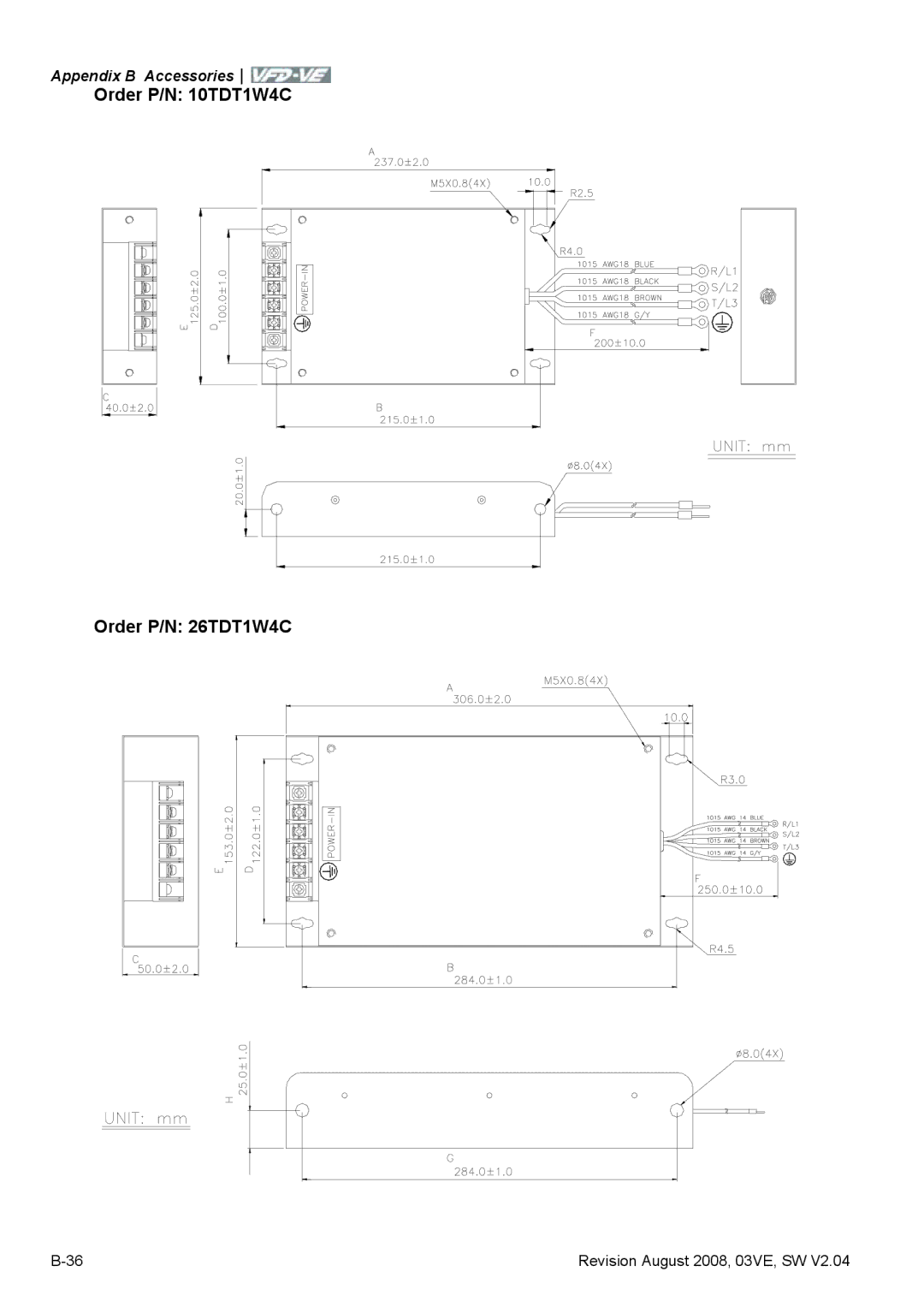 Delta Electronics VFD-VE Series manual Order P/N 10TDT1W4C Order P/N 26TDT1W4C 